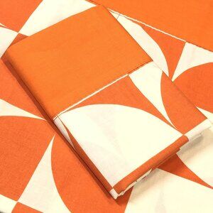 Vintage 70s WABASSO Ventura Orange Cream Geometric Pillowcase Set Retro Bedroom